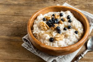 Oatmeal, nuts. blueberries